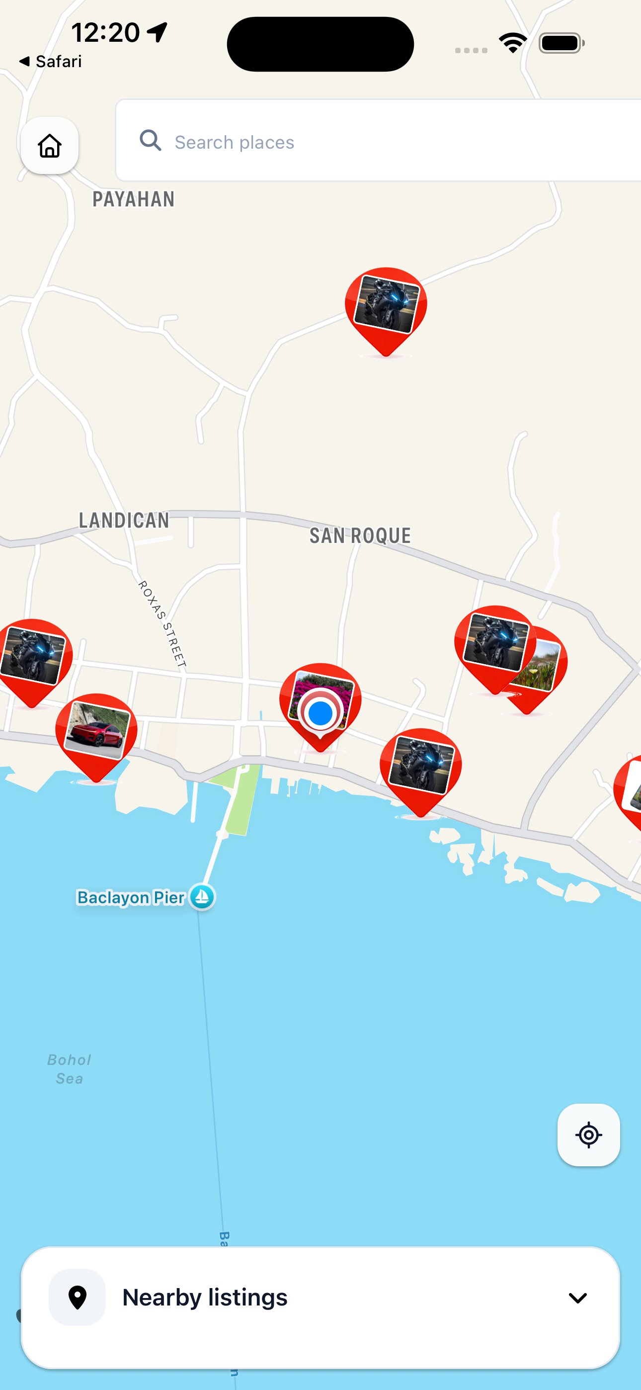 Nearby listings on a map